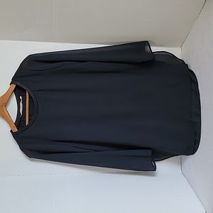 Soft Surroundings Women's Black W/ Sheer Accent Long Sleeve Top, PS